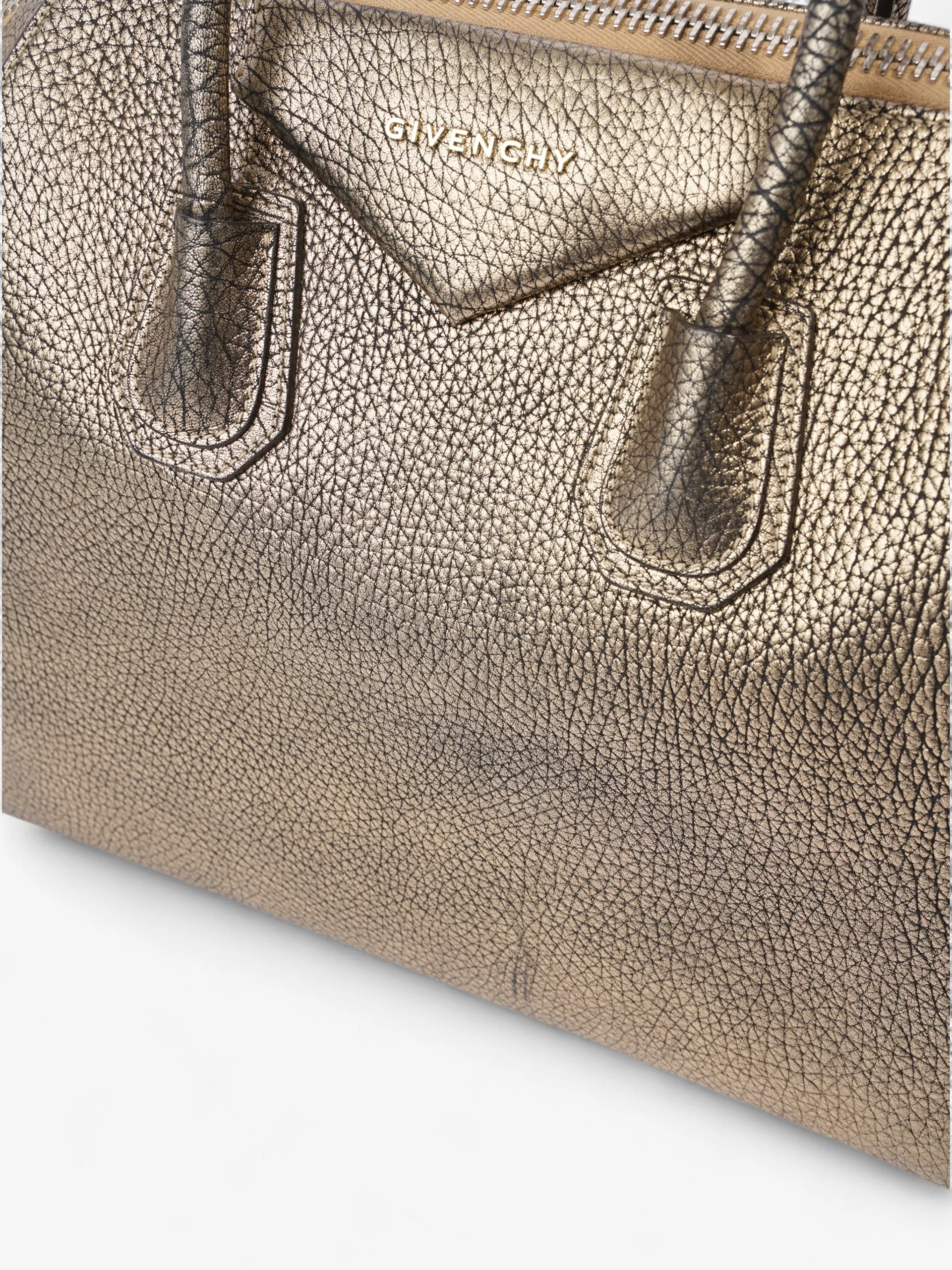 Givenchy Antigona Metallic Light Gold Goatskin Leather Medium