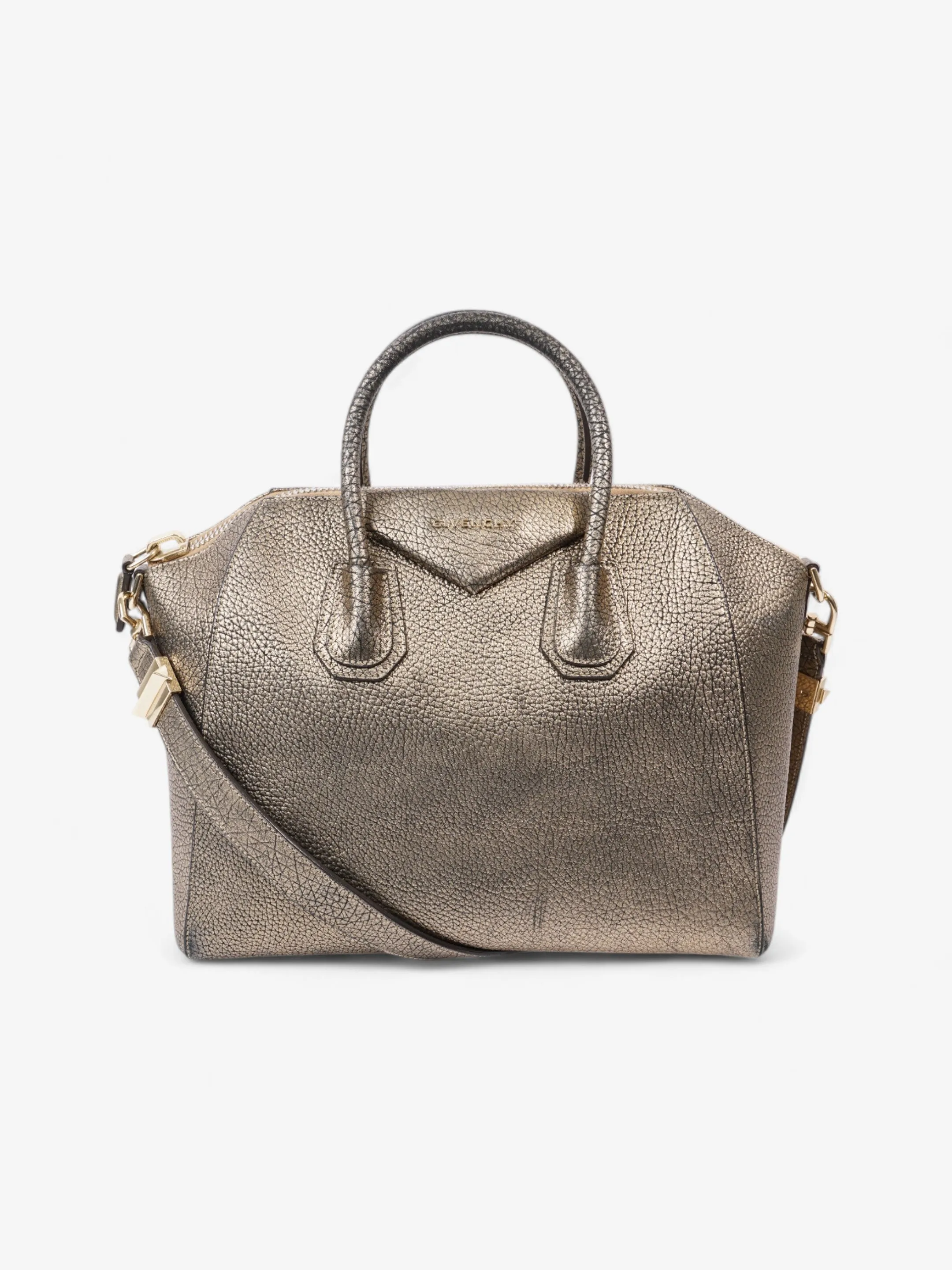 Givenchy Antigona Metallic Light Gold Goatskin Leather Medium