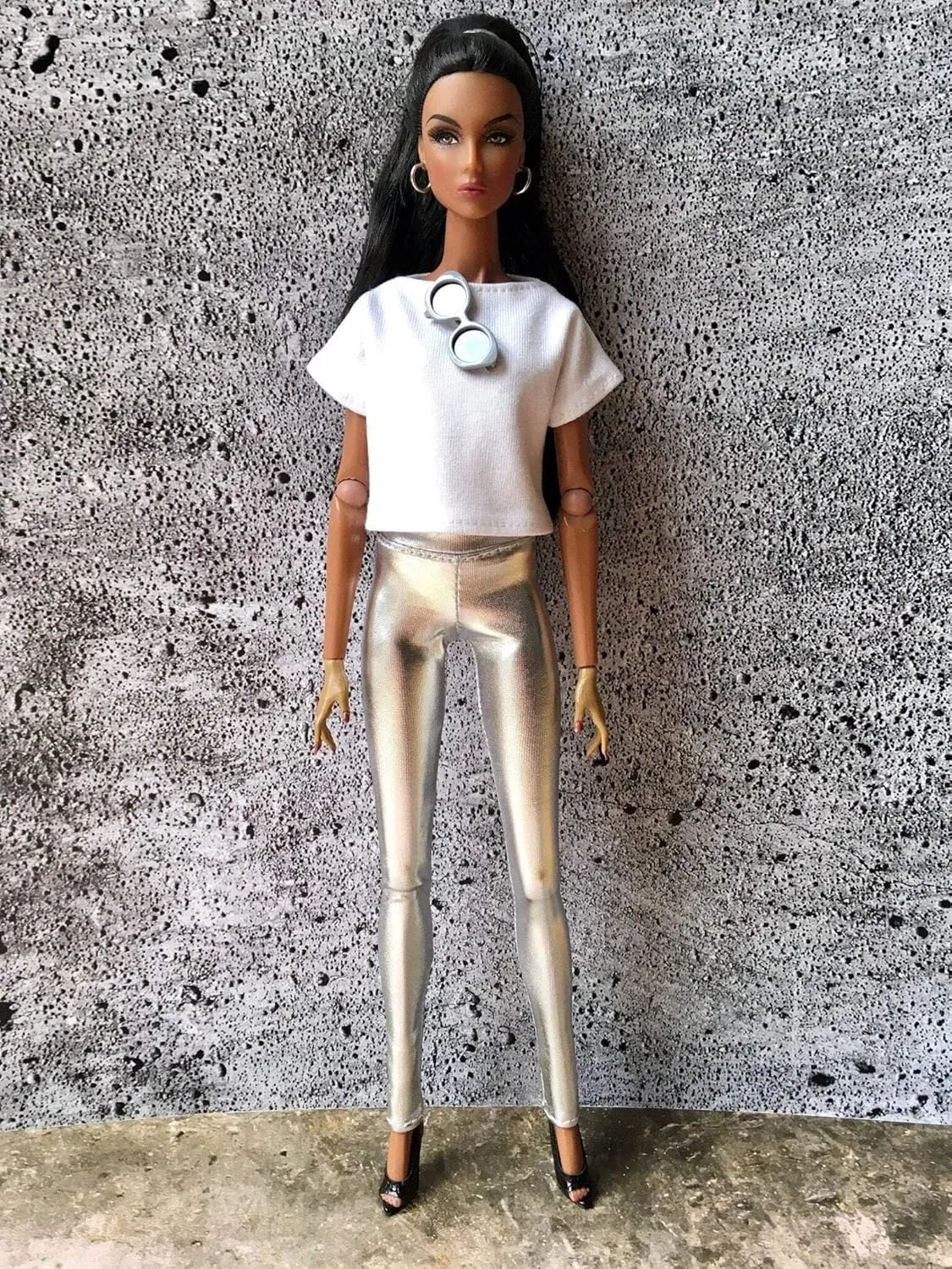 Glimmer Metallic Silver Leggings for NuFace Doll 12.5"