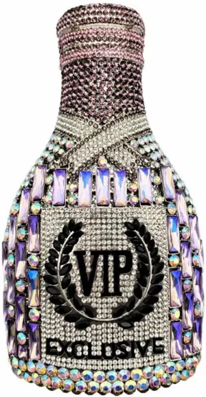 Glitter Women Champagne Bottle Evening Clutch Crystal Purse Cocktail Rhinestone Shoulder Bag Prom Diamond Handbag