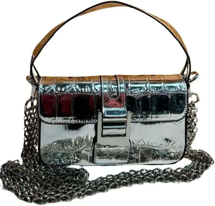 Glossy Chain Genuine Leather Bag