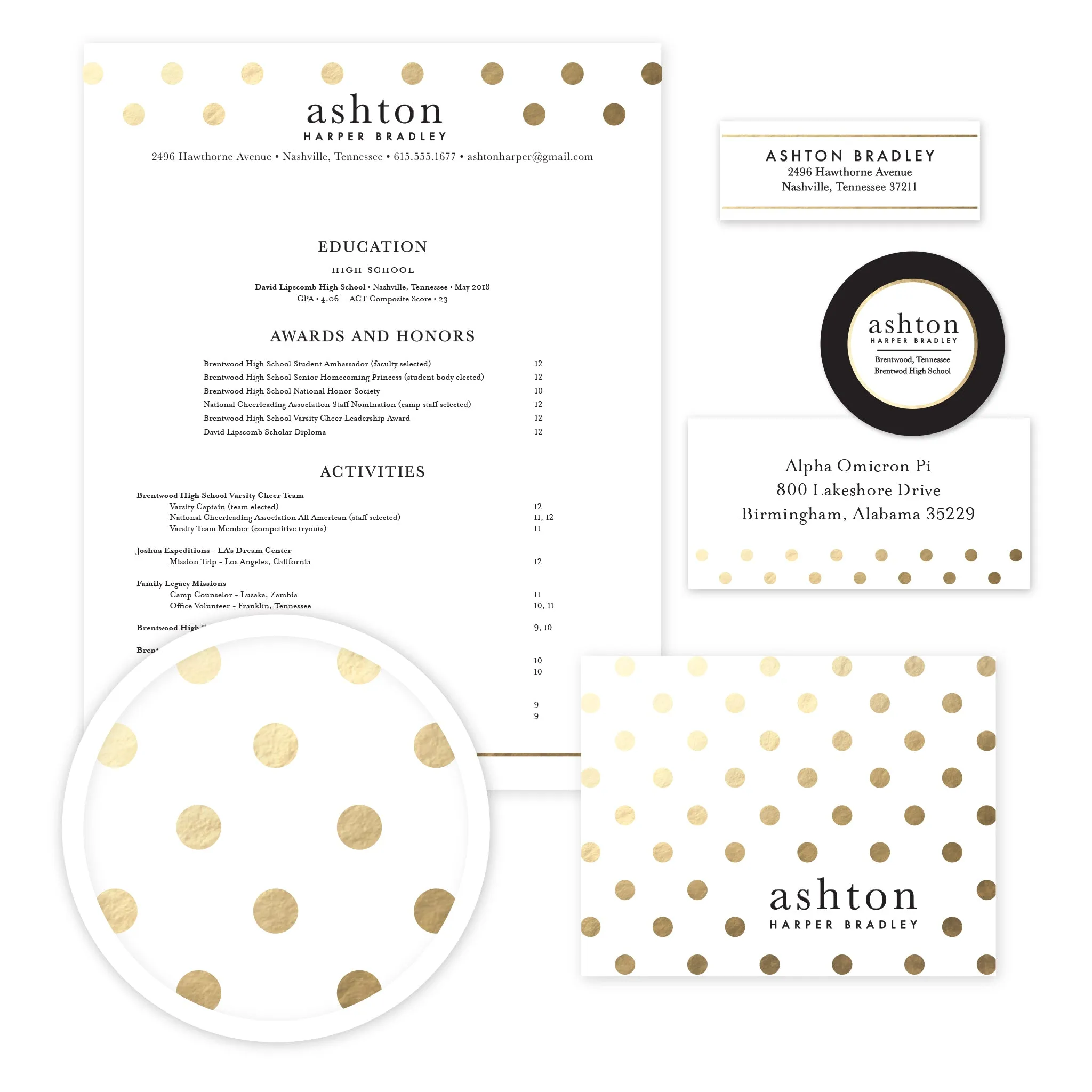 Golden Dots Complete Sorority Packet