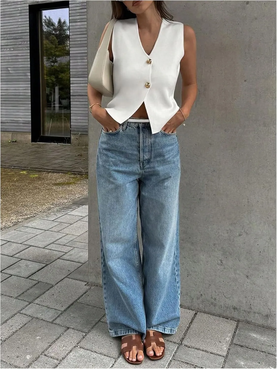 GORGLITTER Women's Sleeveless Metallic Knit Tops Fashion Vest Business Casual Cardigan Western Country Concert Outfits