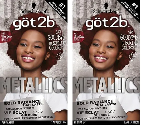 Got2b Metallics Permanent Hair Color, M65 Deep Red (Pack of 2)