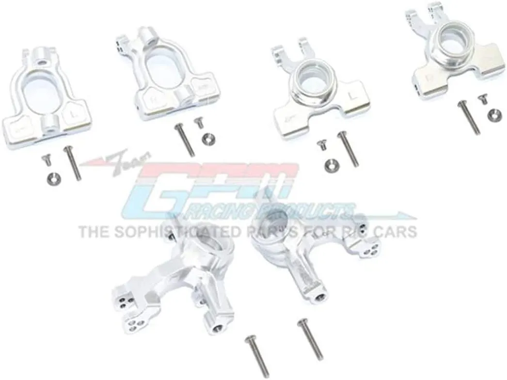 GPM Alum Front C-Hubs   Front & Rear Knuckle Arms Silver : 1/10 Kraton 4S BLX