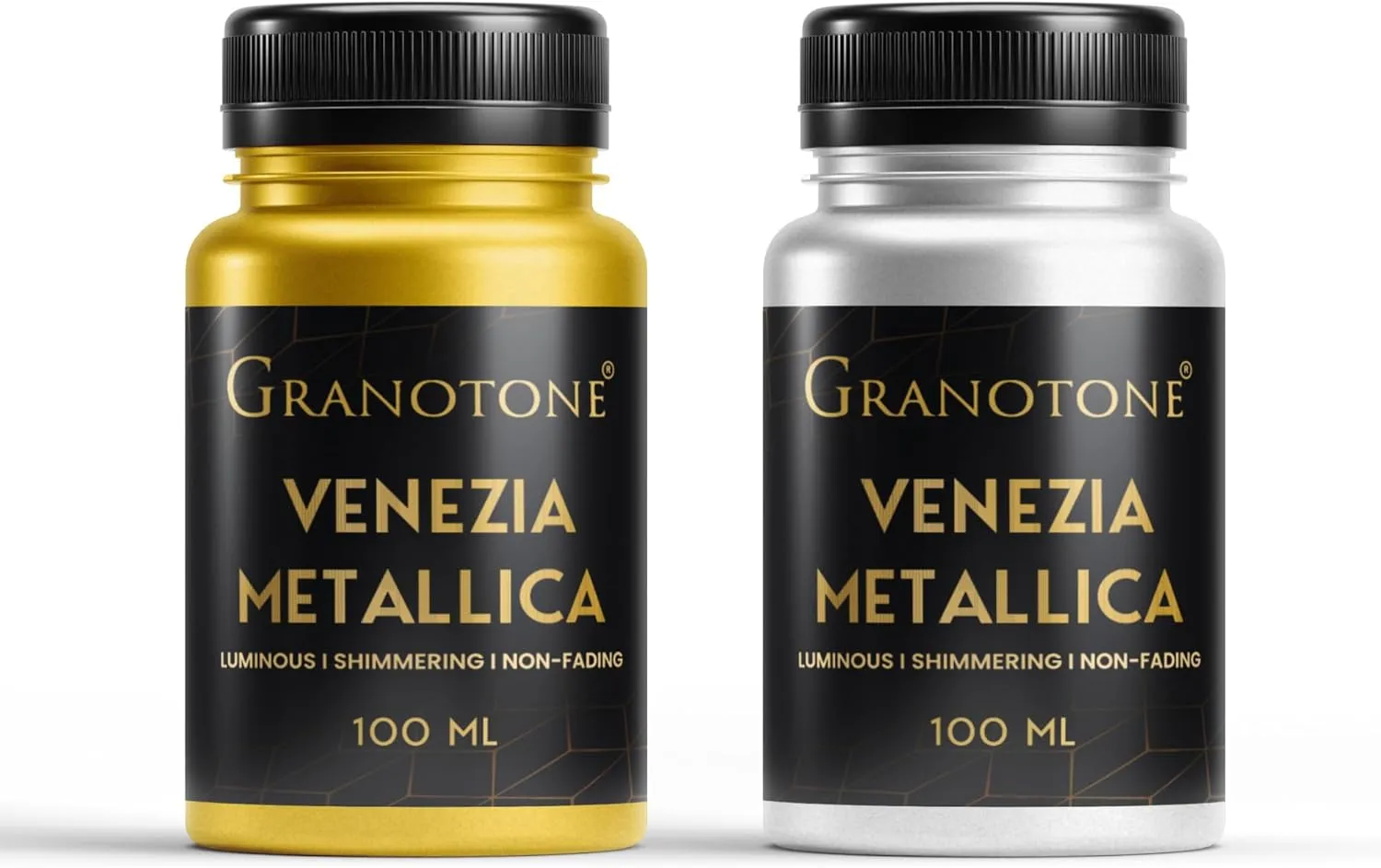 GRANOTONE Acrylic Venezia Metallic Colour, Non-Fading & Shimmering Metallic Acrylic Paint with Rich Pigments | Non-Toxic Metallic Colours Ideal for Kids, Artist & Beginners | Pack Of 2 (100 ml gold  