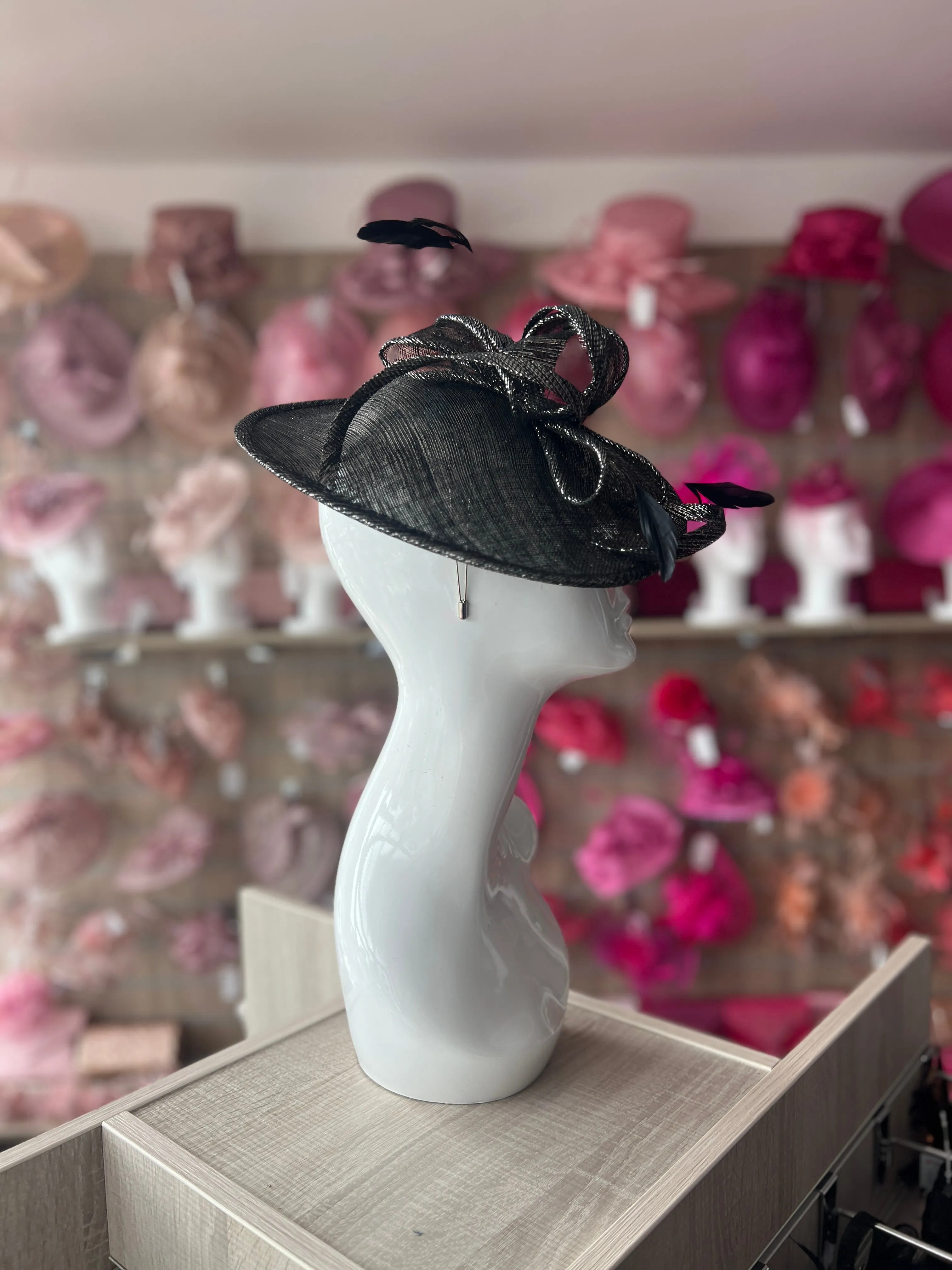 Graphite Teardrop Disc Fascinator