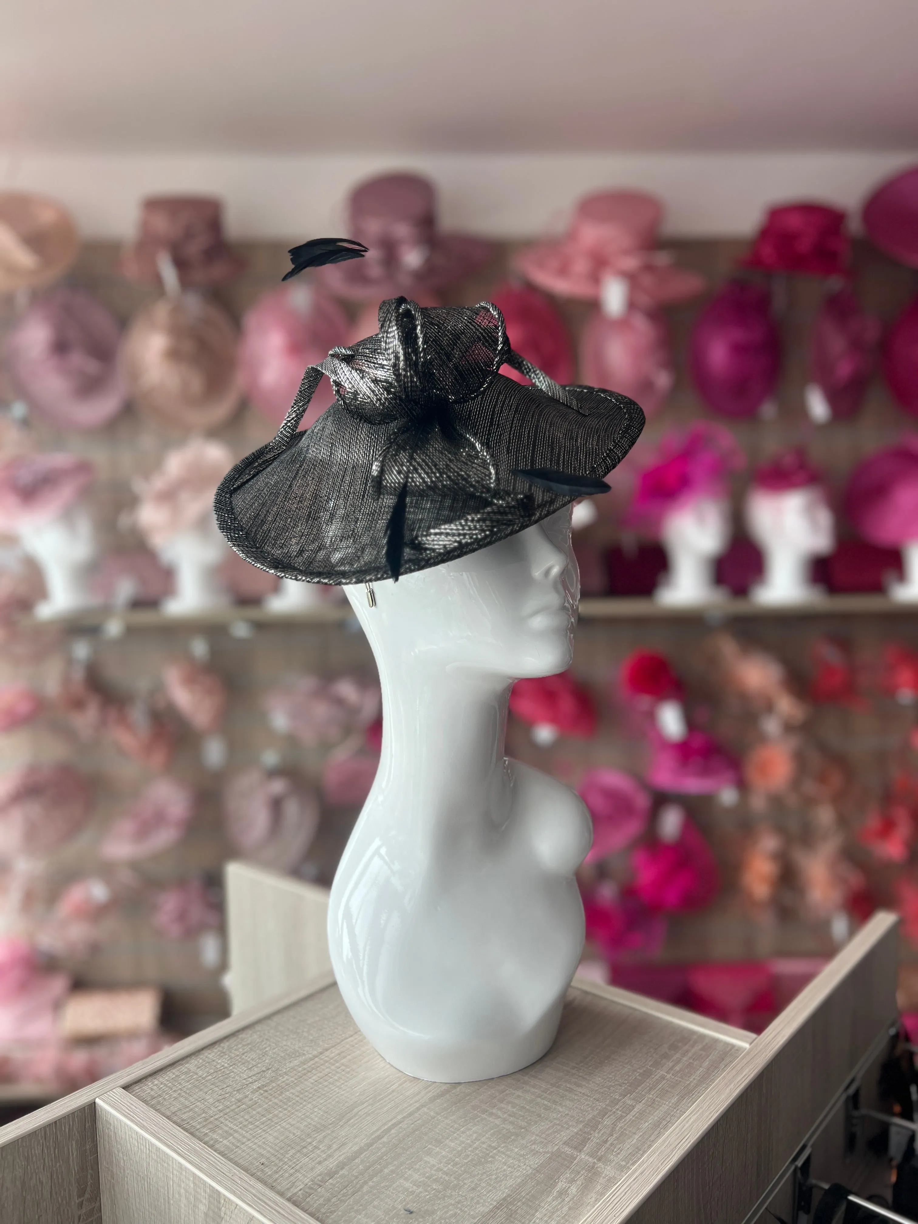 Graphite Teardrop Disc Fascinator