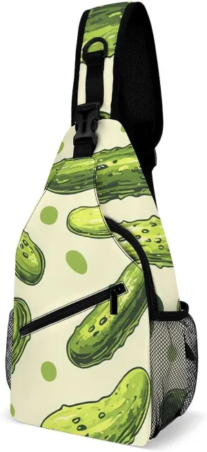 Green Pickles Cucumbers Fashion Sling Bag Shoulder Chest Crossbody Bags Backpack Travel Hiking