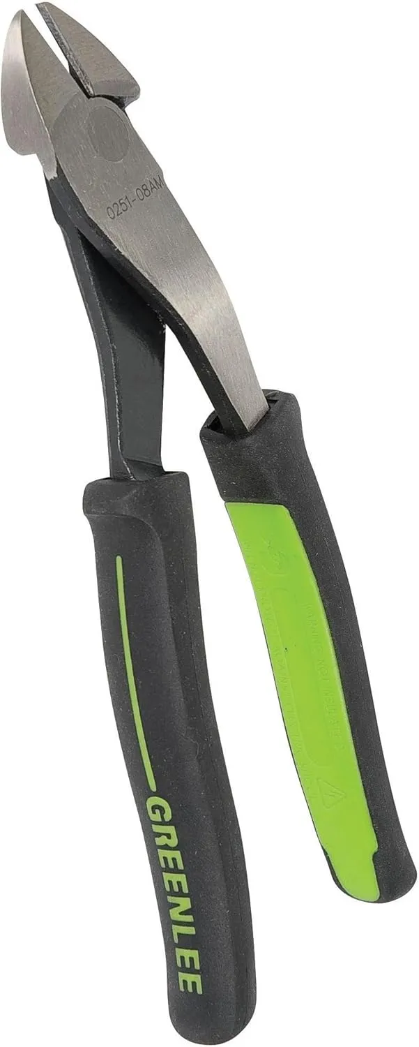 Greenlee 0251-08AM High Leverage Diagonal Cutting Pliers, Angled Molded Grip, 8"