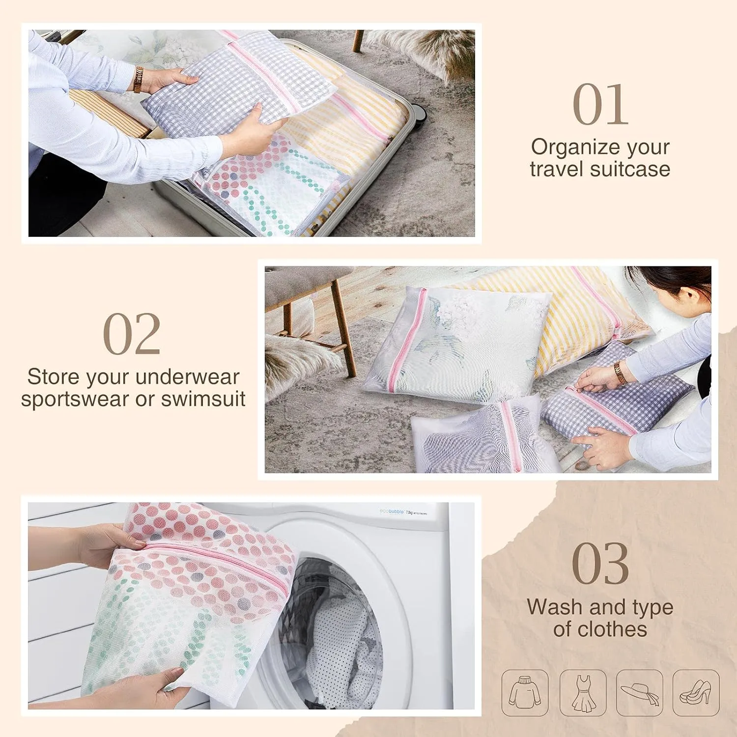 Greenstell Laundry Hamper with Lid, 125L Large Clothes Hamper with 3 Section & 2 Section Removable Liner Bags & 5 Mesh Laundry Bags, Handwoven Synthetic Rattan Divided Laundry Basket, Black