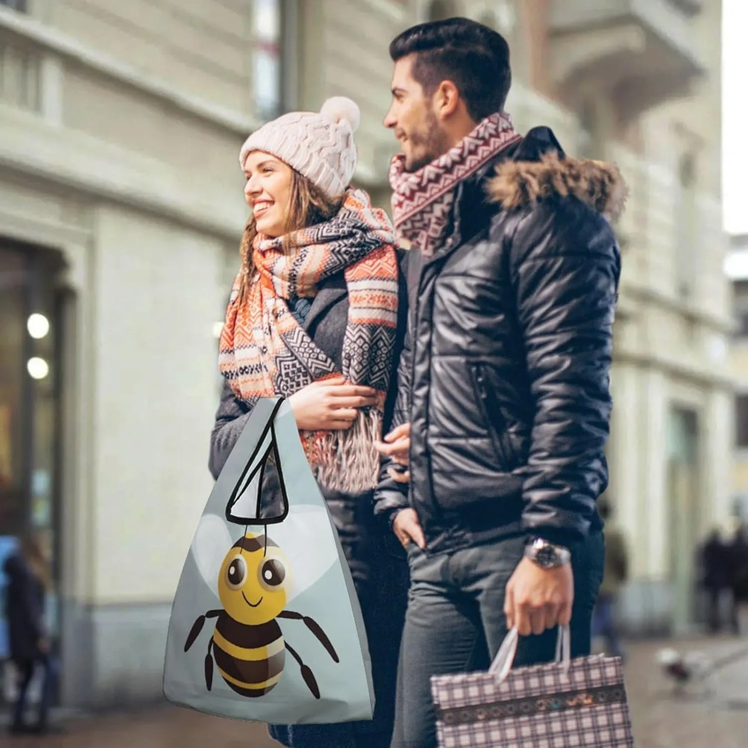 Grocery Bag Reusable Tote Bag Cartoon Alpaca Cute Animal Shopping Bag Handbag Foldable Shoulder Bag for Travel