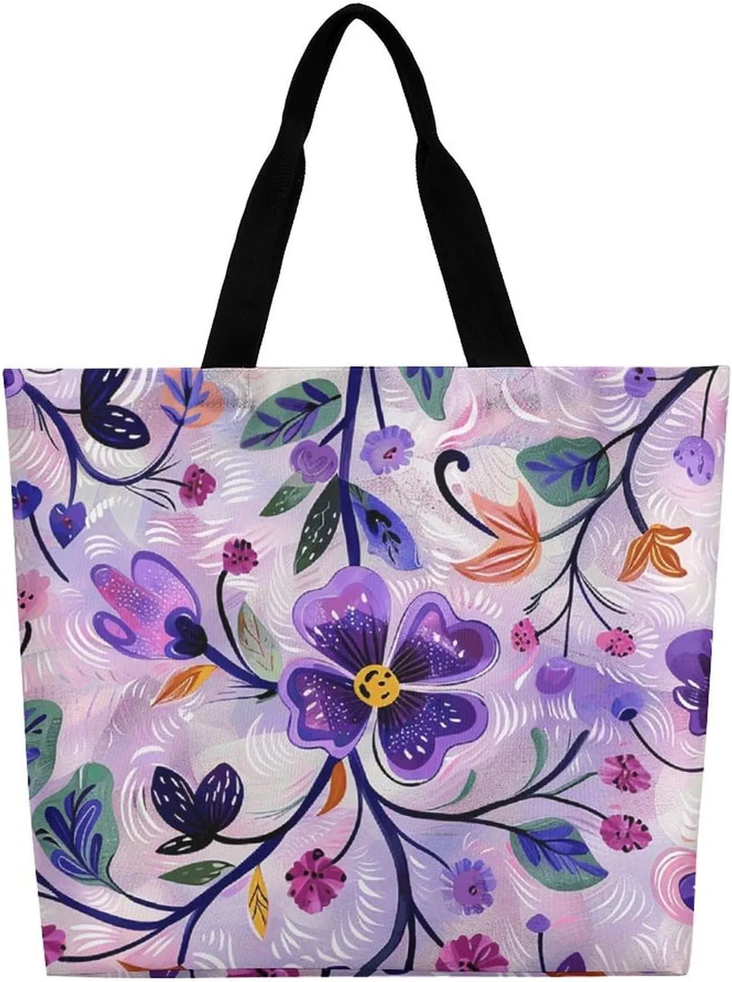 Grocery Bag Reusable Tote Bag Foldable Blue And Yellow Pattern Shopping Bag Handbag Washable Shoulder Bag for Travel