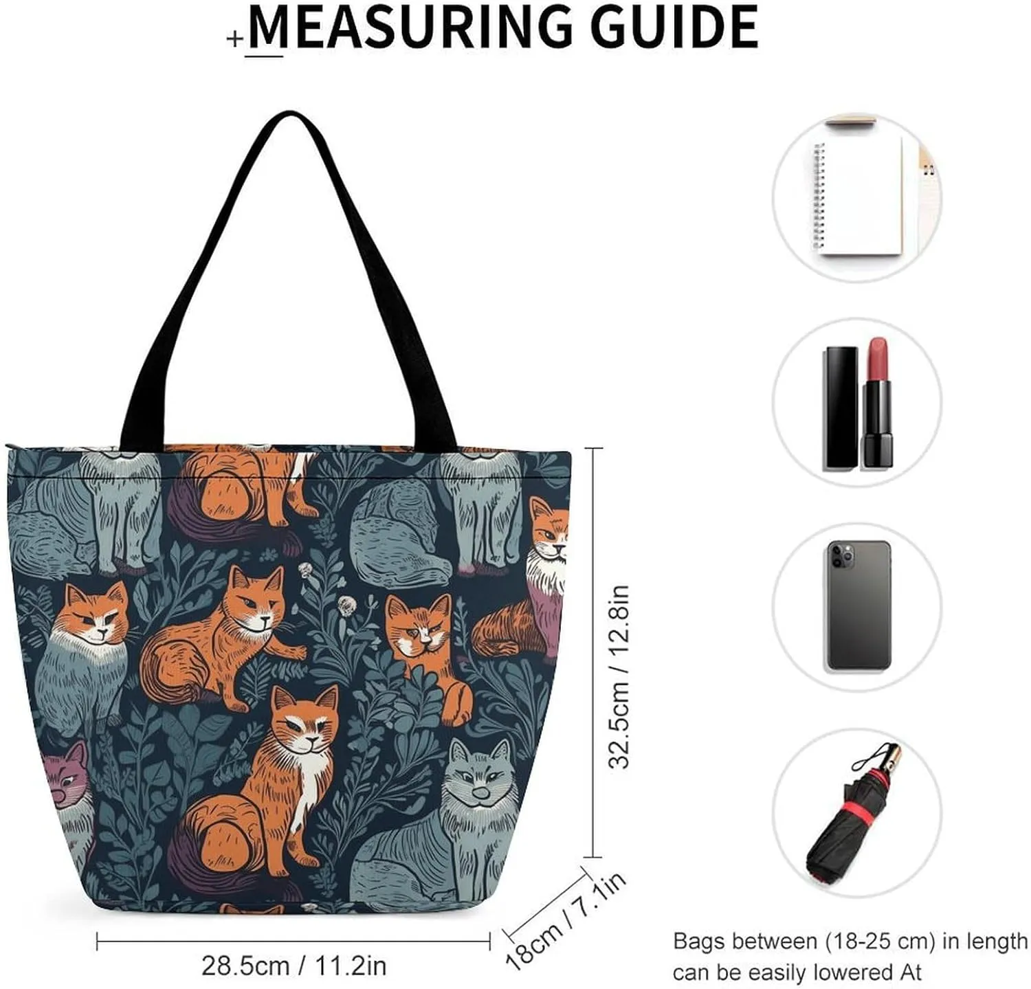 Grocery Bag Reusable Tote Bag Foldable Cat Shopping Bag Handbag Washable Shoulder Bag for Travel