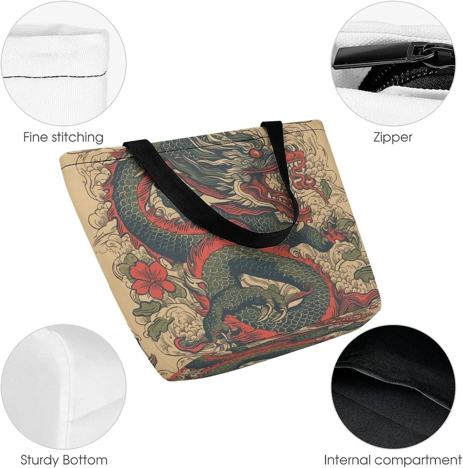 Grocery Bag Reusable Tote Bag Foldable Classical Pattern Flowers Shopping Bag Handbag Washable Shoulder Bag for Travel