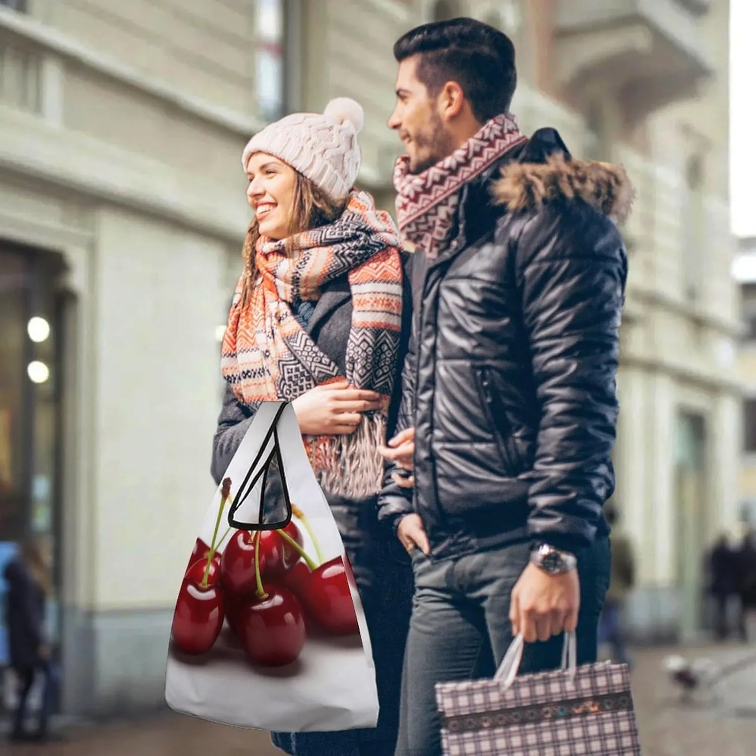 Grocery Bag Reusable Tote Bag Foldable Cute Little Fox Shopping Bag Handbag Washable Shoulder Bag for Travel
