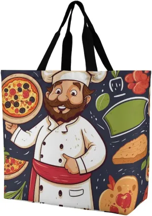Grocery Bag Reusable Tote Bag Foldable Cute Little Fox Shopping Bag Handbag Washable Shoulder Bag for Travel