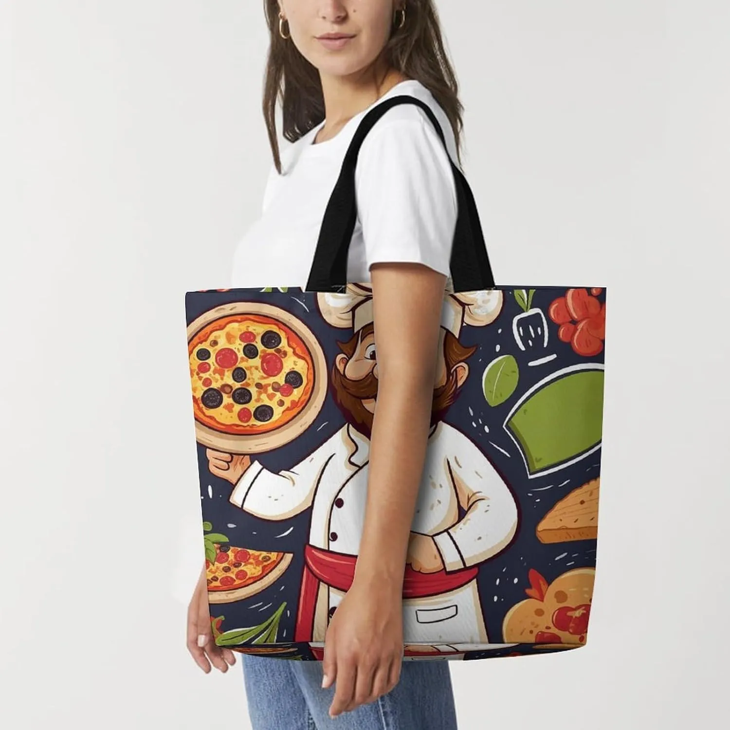 Grocery Bag Reusable Tote Bag Foldable Cute Little Fox Shopping Bag Handbag Washable Shoulder Bag for Travel
