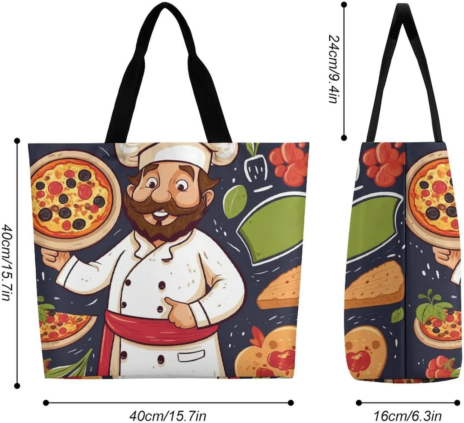 Grocery Bag Reusable Tote Bag Foldable Cute Little Fox Shopping Bag Handbag Washable Shoulder Bag for Travel