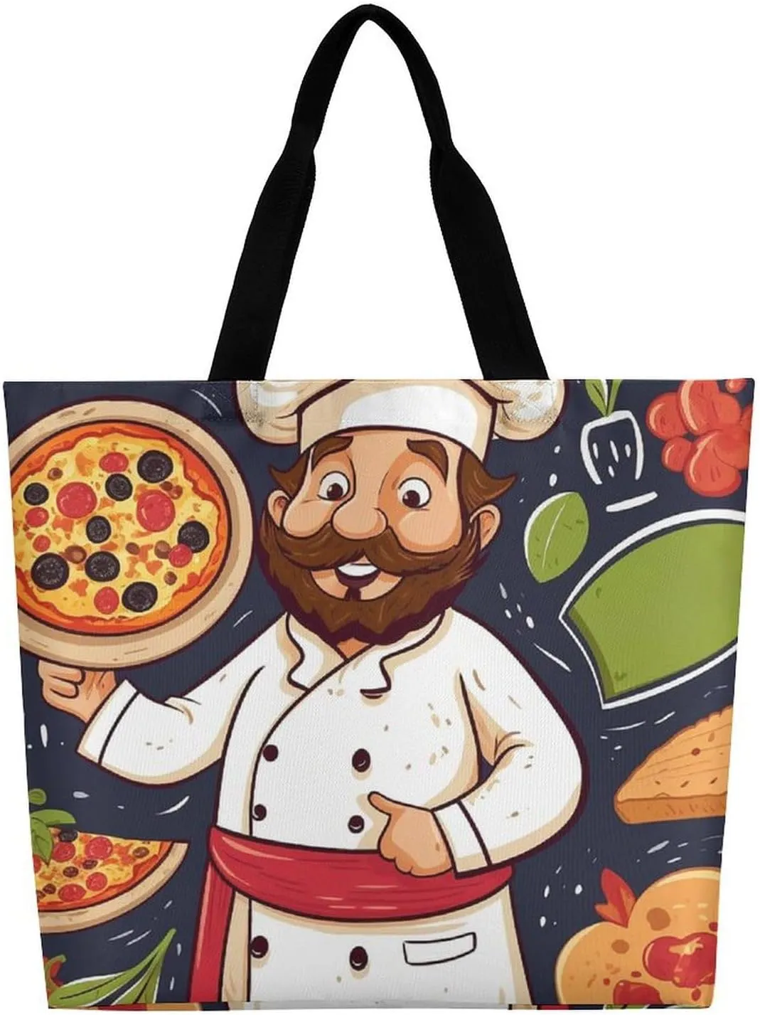 Grocery Bag Reusable Tote Bag Foldable Cute Little Fox Shopping Bag Handbag Washable Shoulder Bag for Travel