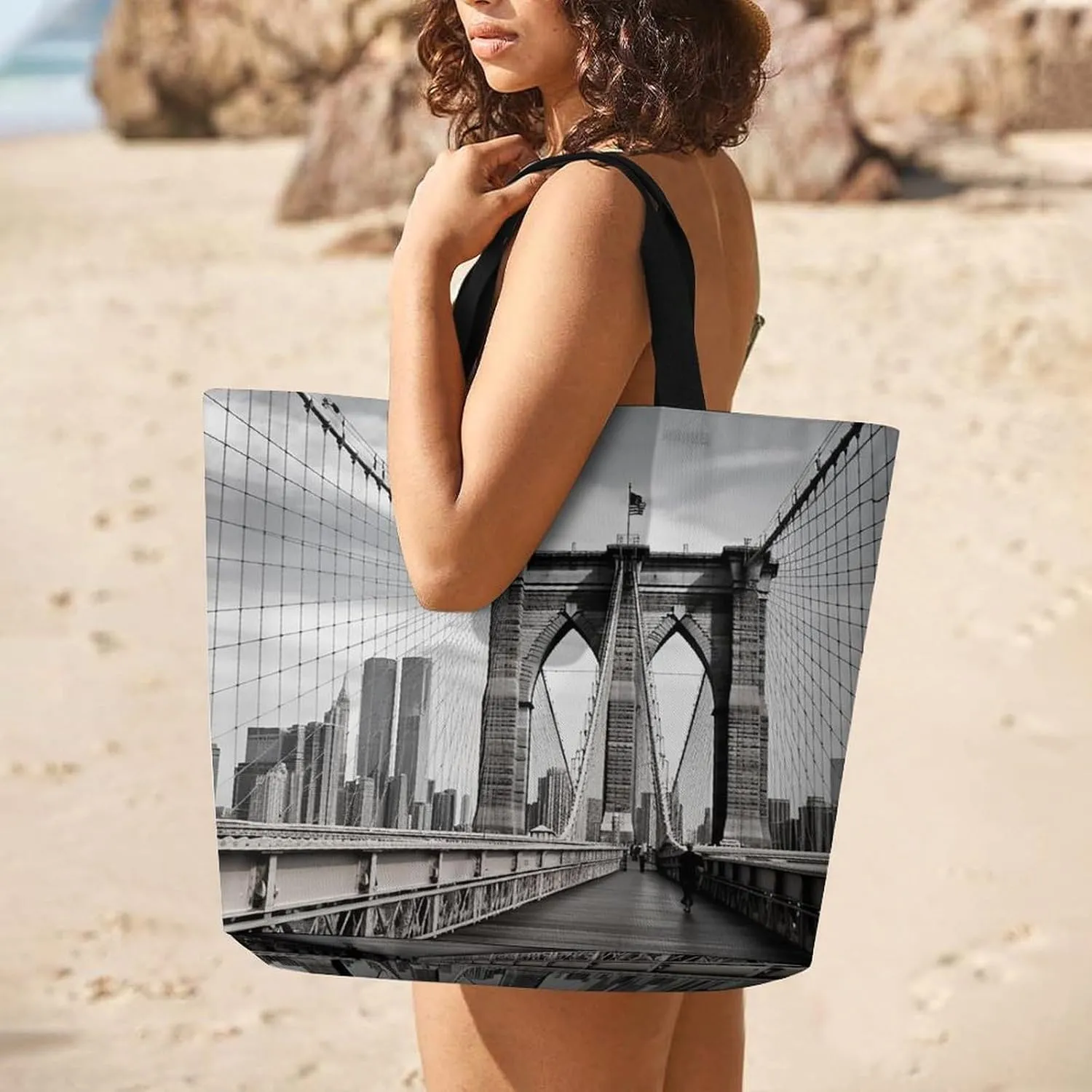 Grocery Bag Reusable Tote Bag Foldable Cute Little Fox Shopping Bag Handbag Washable Shoulder Bag for Travel