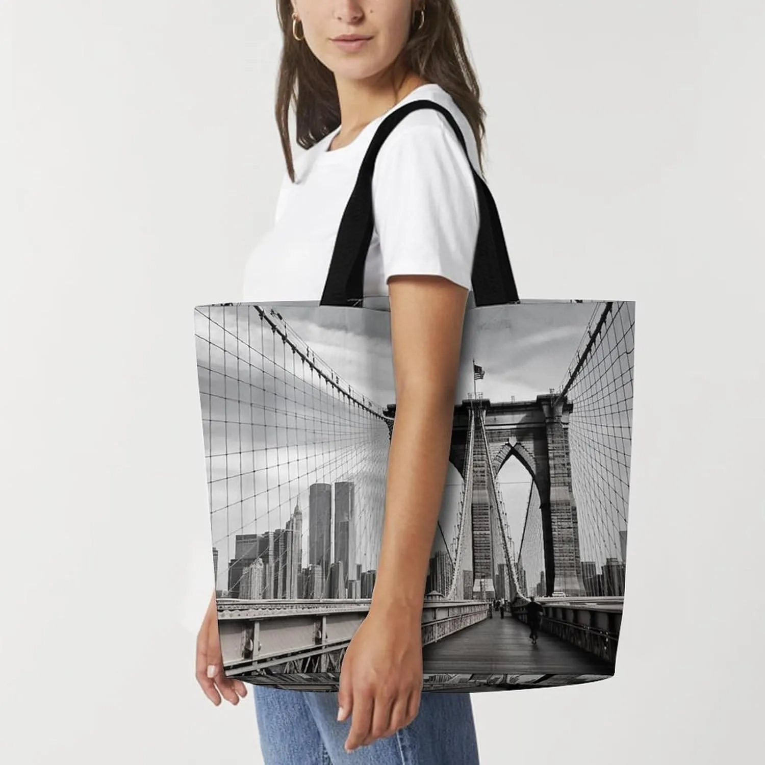 Grocery Bag Reusable Tote Bag Foldable Cute Little Fox Shopping Bag Handbag Washable Shoulder Bag for Travel