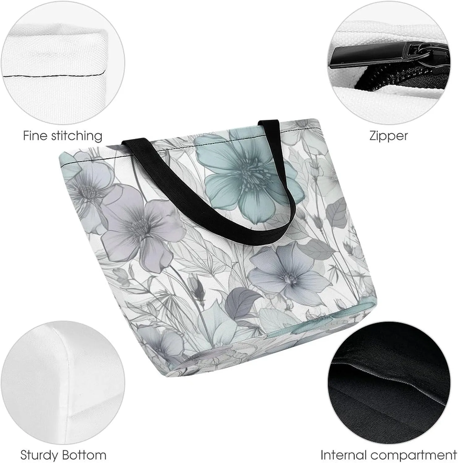 Grocery Bag Reusable Tote Bag Foldable Indigo And Beige Shopping Bag Handbag Washable Shoulder Bag for Travel