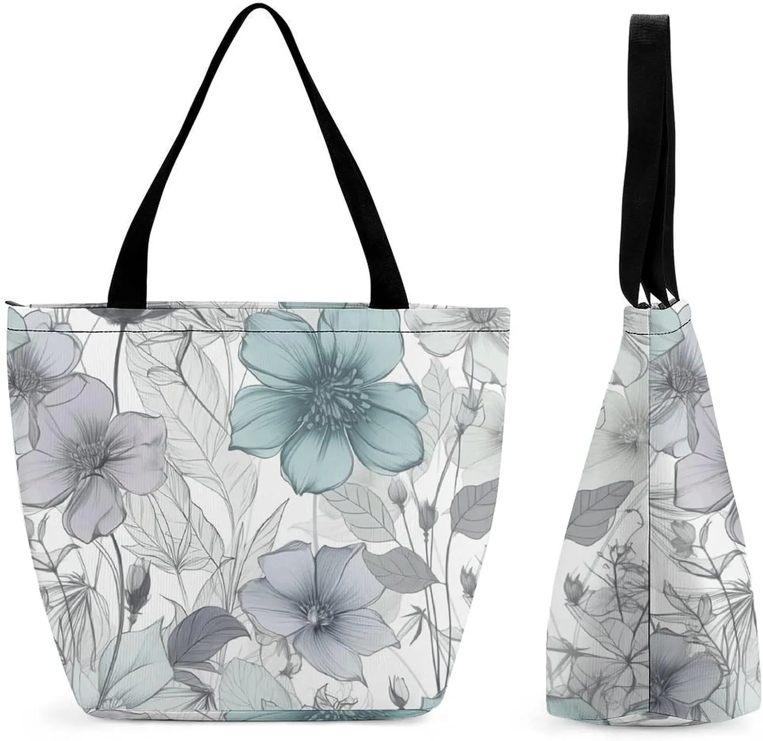 Grocery Bag Reusable Tote Bag Foldable Indigo And Beige Shopping Bag Handbag Washable Shoulder Bag for Travel