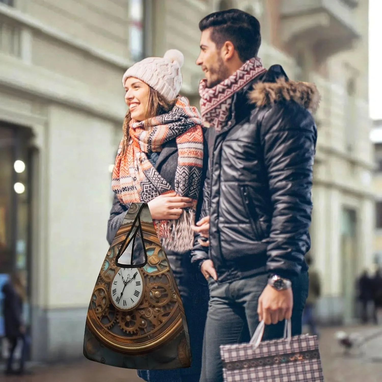 Grocery Bag Reusable Tote Bag Foldable Teal And Gold Marble Shopping Bag Handbag Washable Shoulder Bag for Travel