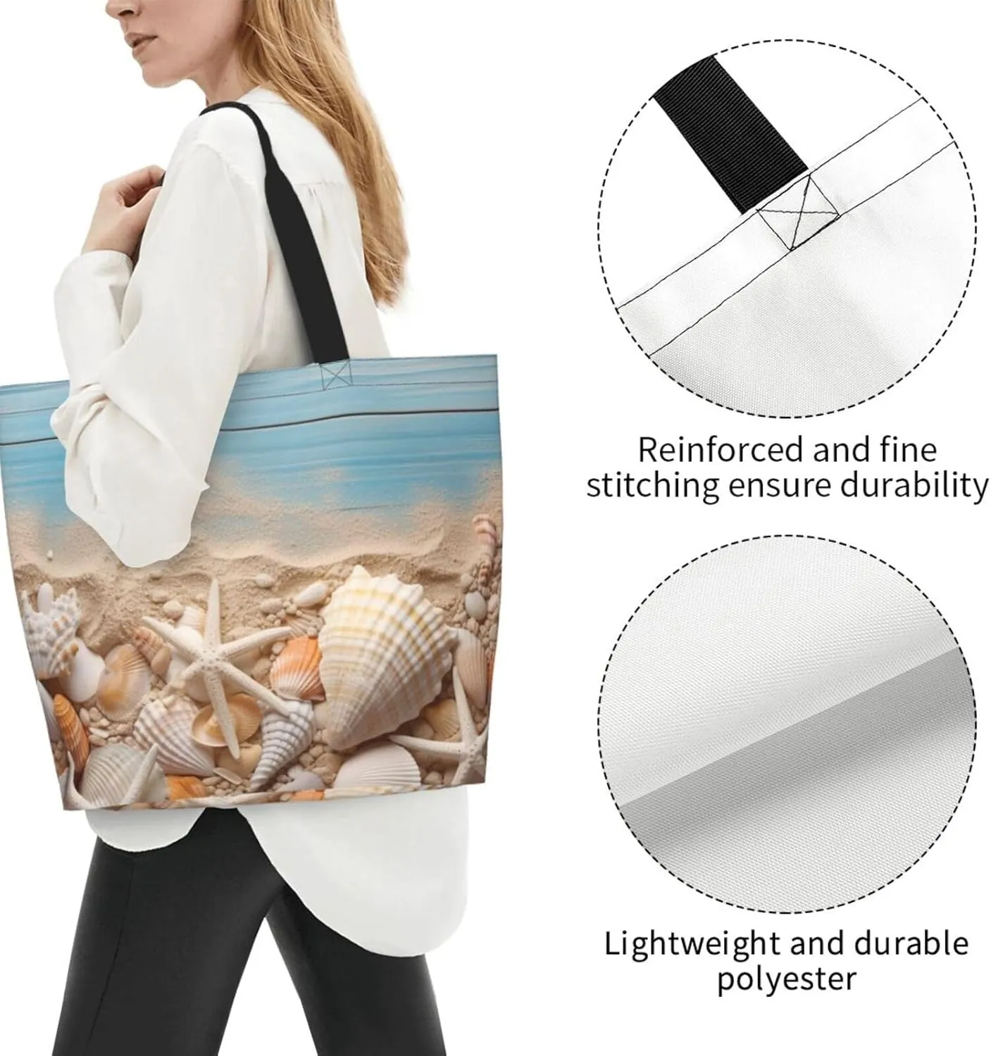 Grocery Bag Reusable Tote Bag Foldable Winter Farmhouse Shopping Bag Handbag Washable Shoulder Bag for Travel