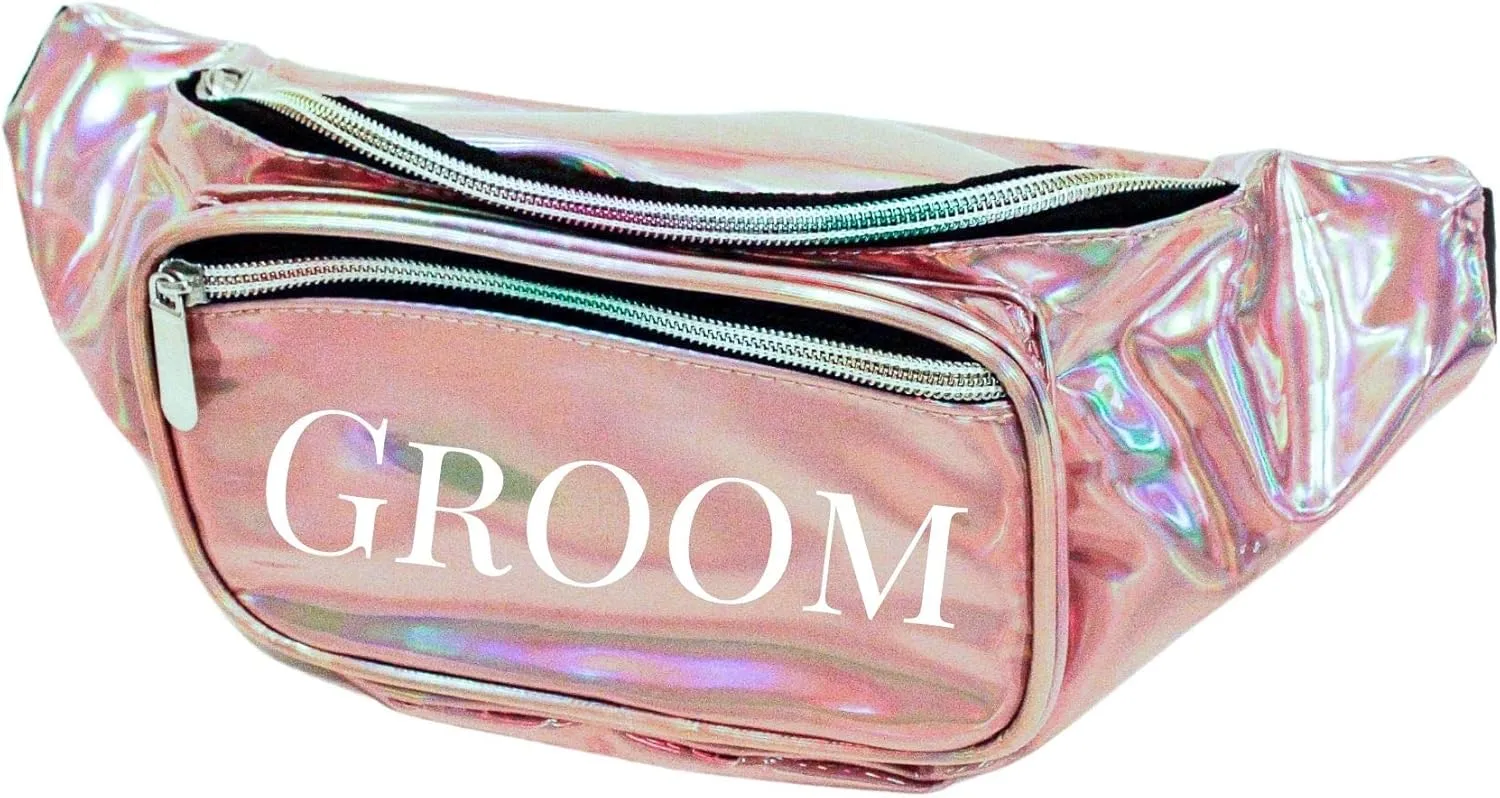 Groom Holographic Metallic Fanny Pack (Rose Gold)