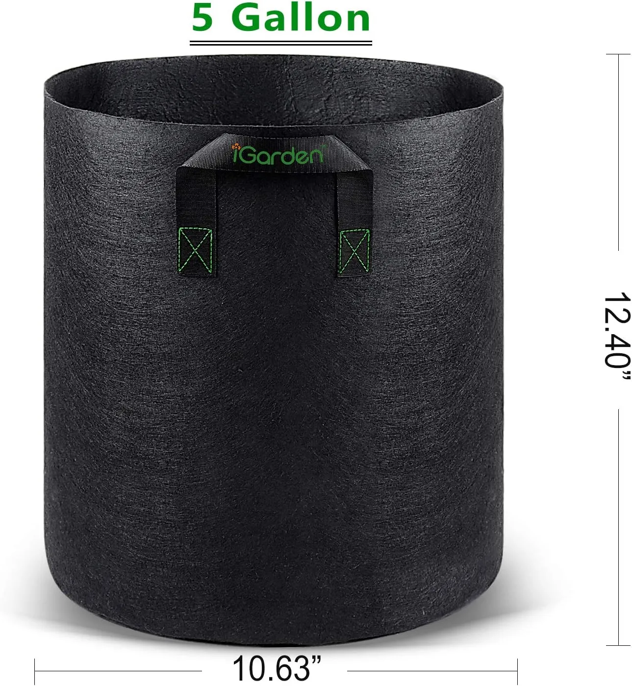 Grow Bags Tall, 5 Gallon Grow Pots 6 Pack with Handles, Heavy Duty 280G Thickened Nonwoven Fabric Plant Bag for Vegetables, Black