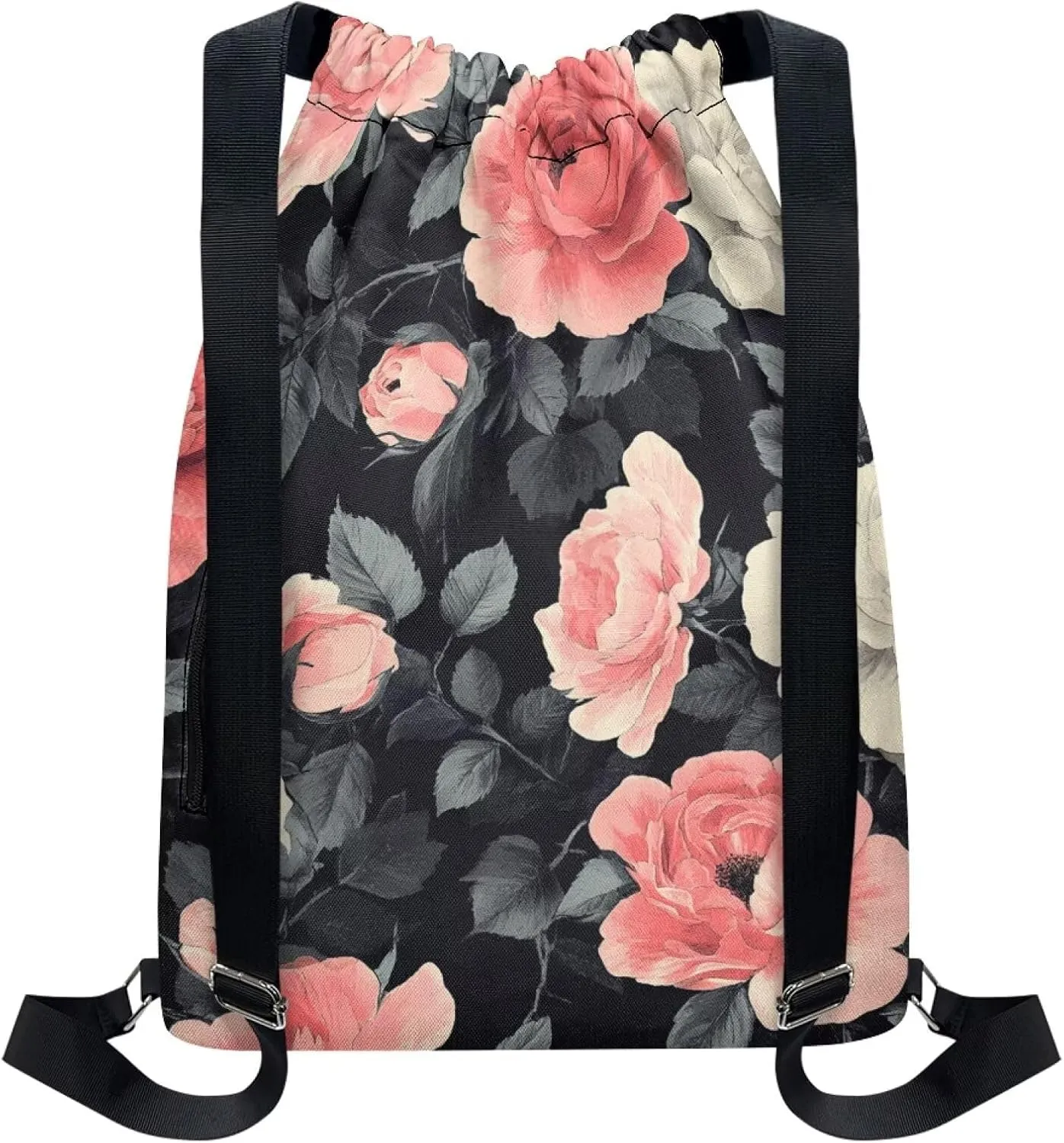 Gym Bag for Women Artistic Style Drawstring Backpack with Convenient Compartments Large Capacity Sport Gym Sackpack Suitable for Variety Of Occasions