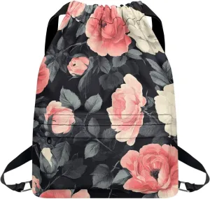 Gym Bag for Women Artistic Style Drawstring Backpack with Convenient Compartments Large Capacity Sport Gym Sackpack Suitable for Variety Of Occasions