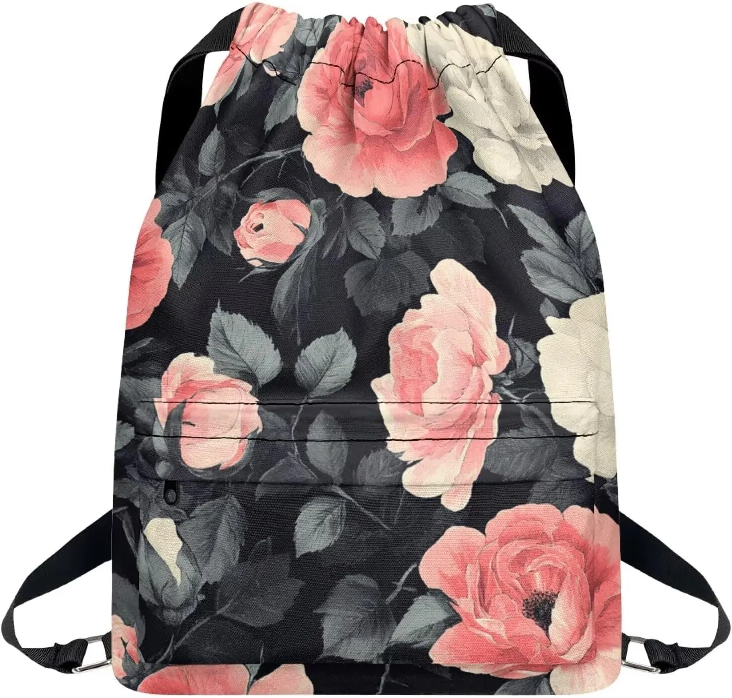 Gym Bag for Women Artistic Style Drawstring Backpack with Convenient Compartments Large Capacity Sport Gym Sackpack Suitable for Variety Of Occasions