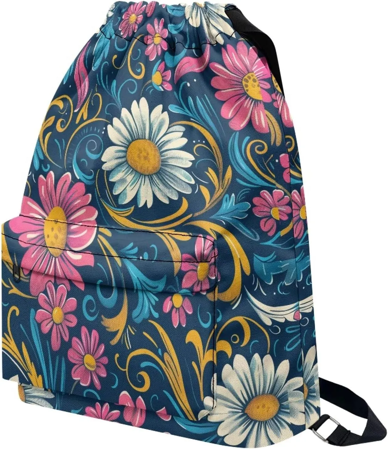 Gym Bag for Women Brightly Daisies Drawstring Backpack with Convenient Compartments Large Capacity Sport Gym Sackpack Suitable for Variety Of Occasions