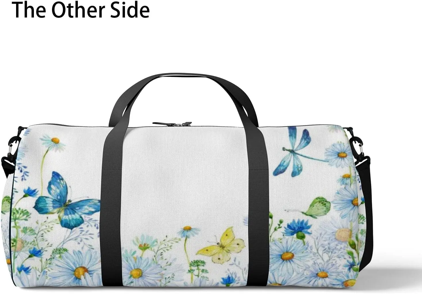 Gym Bag Sports Travel Bag Little Daisy Buuerfly Colorful Weekender Bags with 2 Side Pocket Lightweight Waterproof Polyester Tote Bag for Swimming Yoga Women Men 9x17.6inch