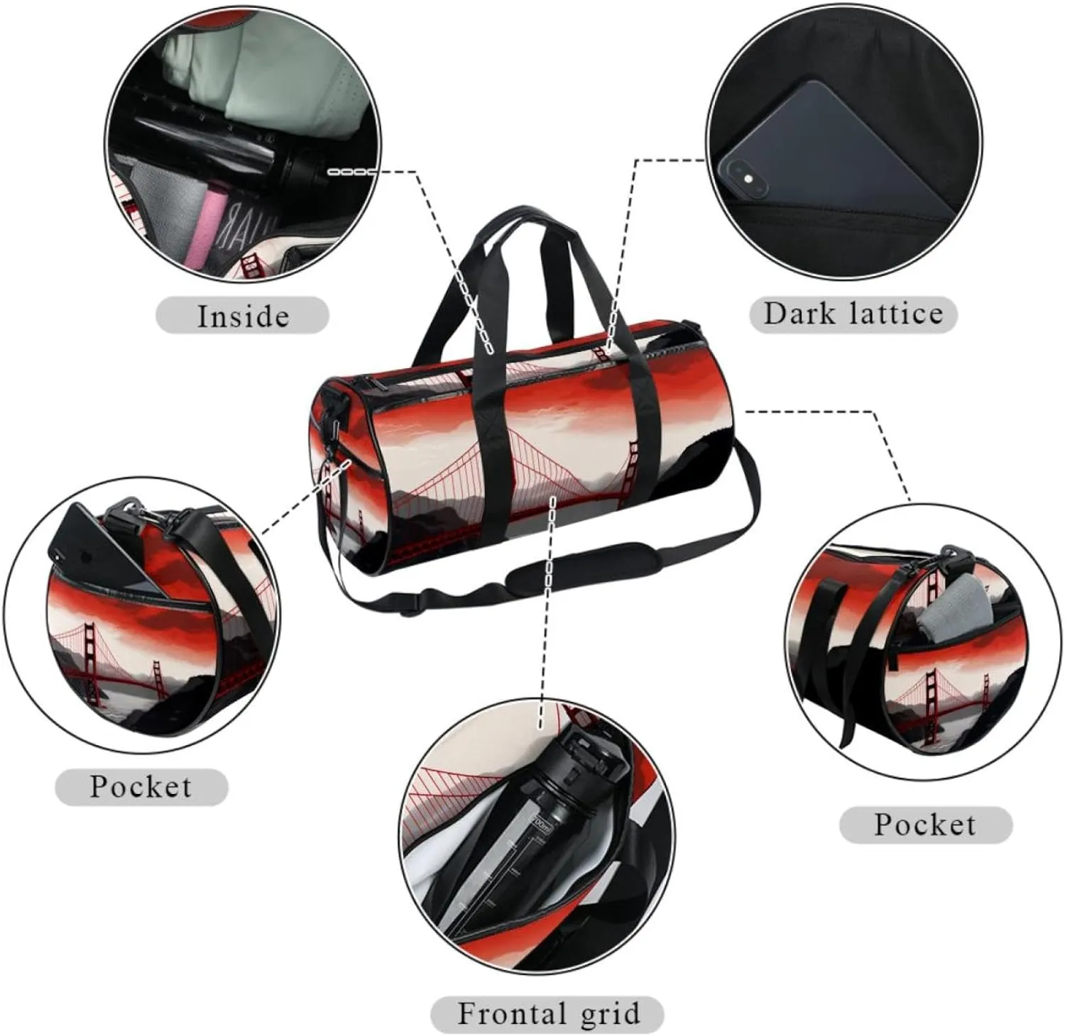 Gym Bags for Men,Travel Duffel Bags for Women,Bridge,Workout Bag