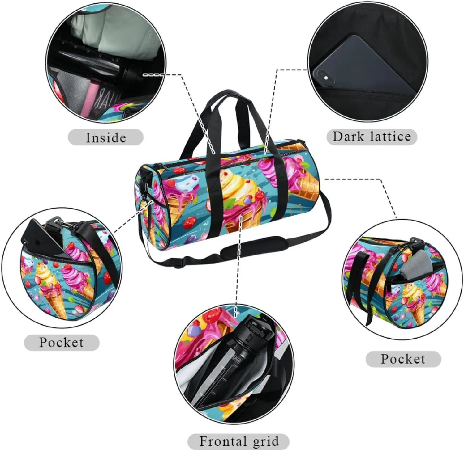 Gym Bags for Men,Travel Duffel Bags for Women,Celebrate Holiday Ice Cream,Workout Bag