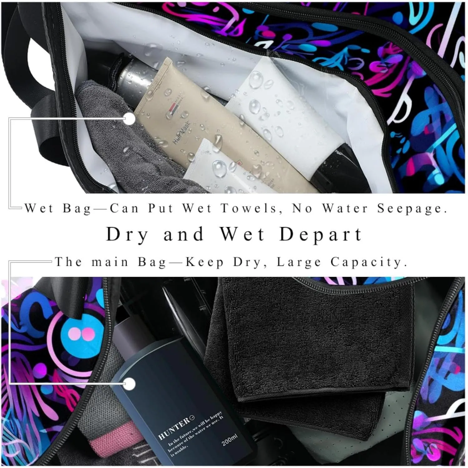 Gym Bags for Men,Travel Duffel Bags for Women,Colorful Musical Background Notes,Workout Bag