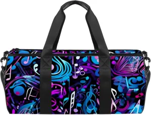 Gym Bags for Men,Travel Duffel Bags for Women,Colorful Musical Background Notes,Workout Bag