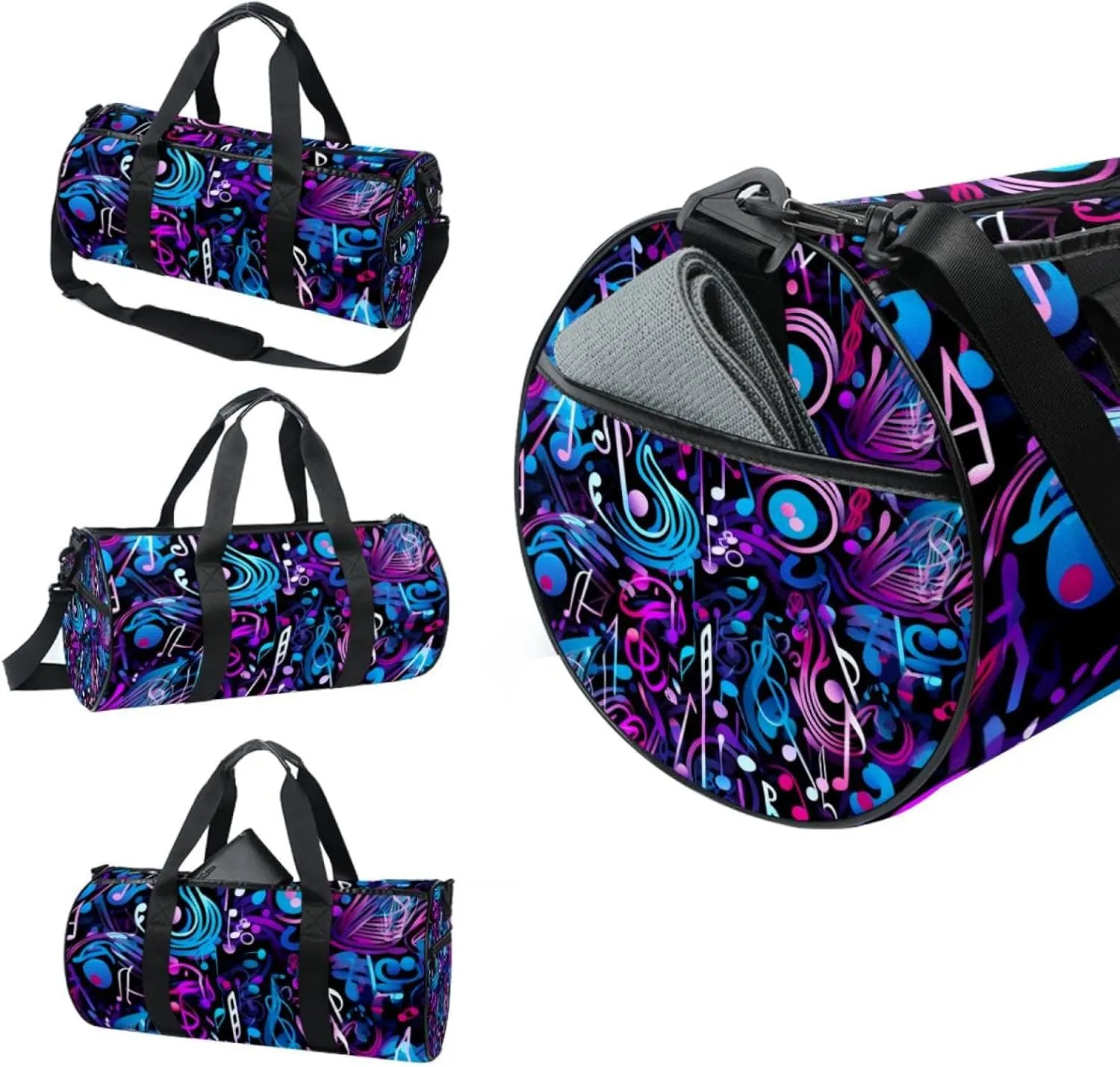 Gym Bags for Men,Travel Duffel Bags for Women,Colorful Musical Background Notes,Workout Bag