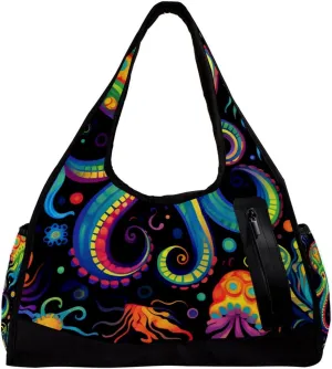 Gym Bags for Men,Travel Duffel Bags for Women,Devilfish Jellyfish Sea Shell,Workout Bag