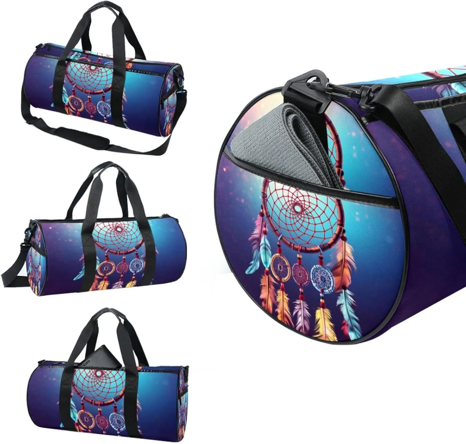 Gym Bags for Men,Travel Duffel Bags for Women,Ethnic Style Feather Dream Catcher,Workout Bag