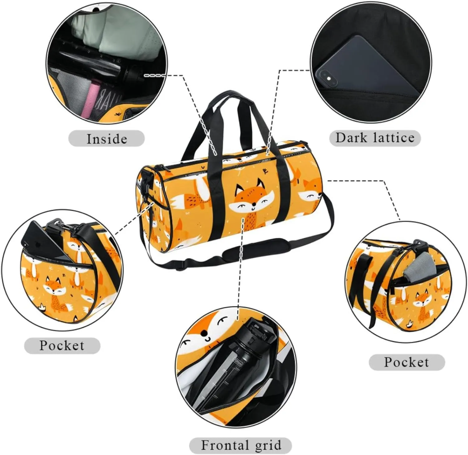 Gym Bags for Men,Travel Duffel Bags for Women,Fox Tree Leaves,Workout Bag