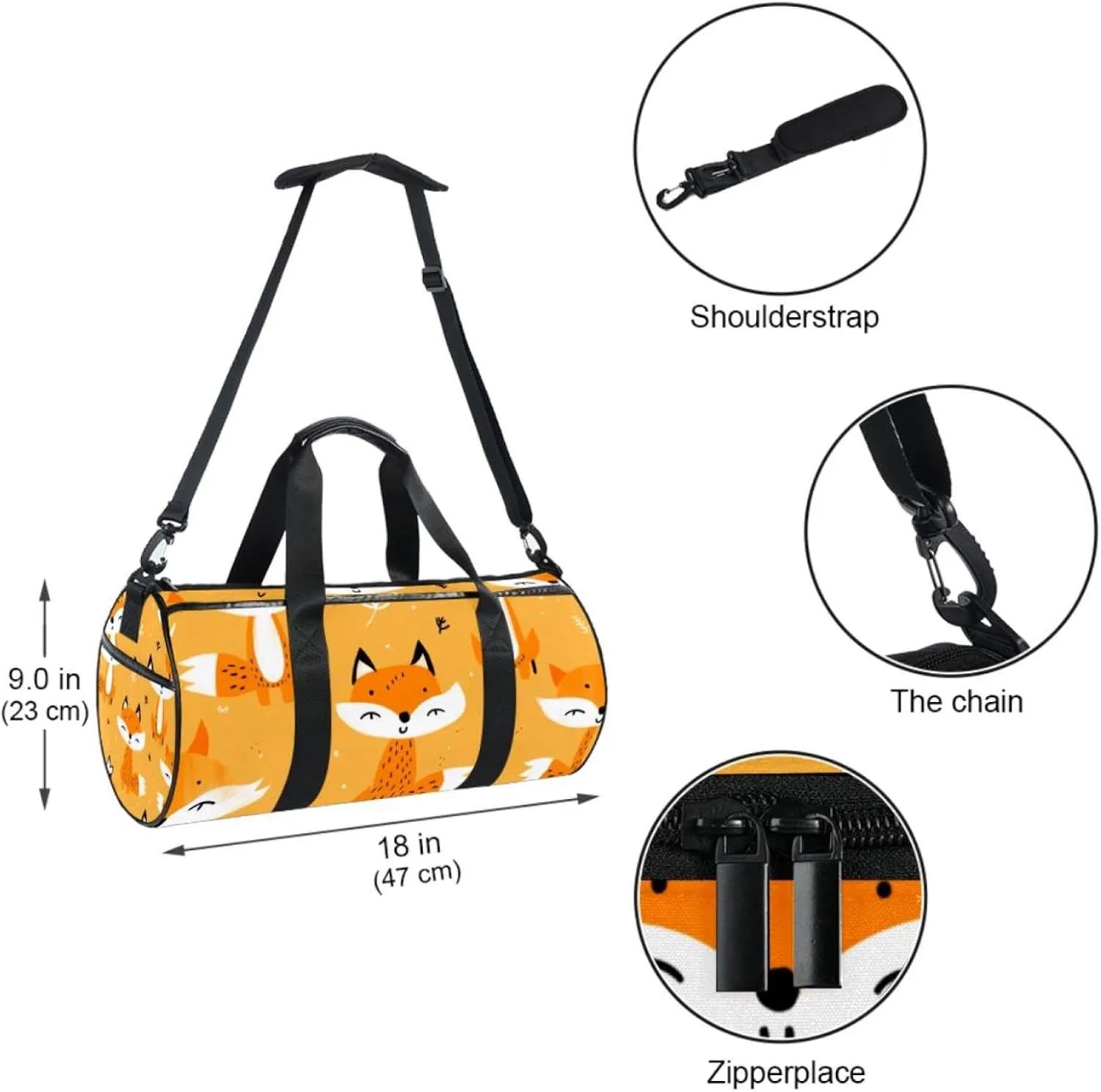 Gym Bags for Men,Travel Duffel Bags for Women,Fox Tree Leaves,Workout Bag