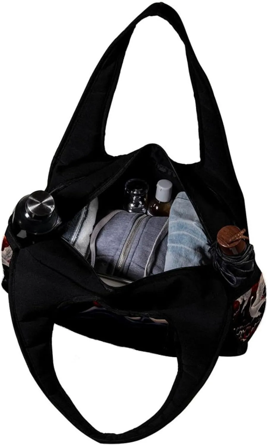 Gym Bags for Men,Travel Duffel Bags for Women,Full Moon Japanese Crane,Workout Bag