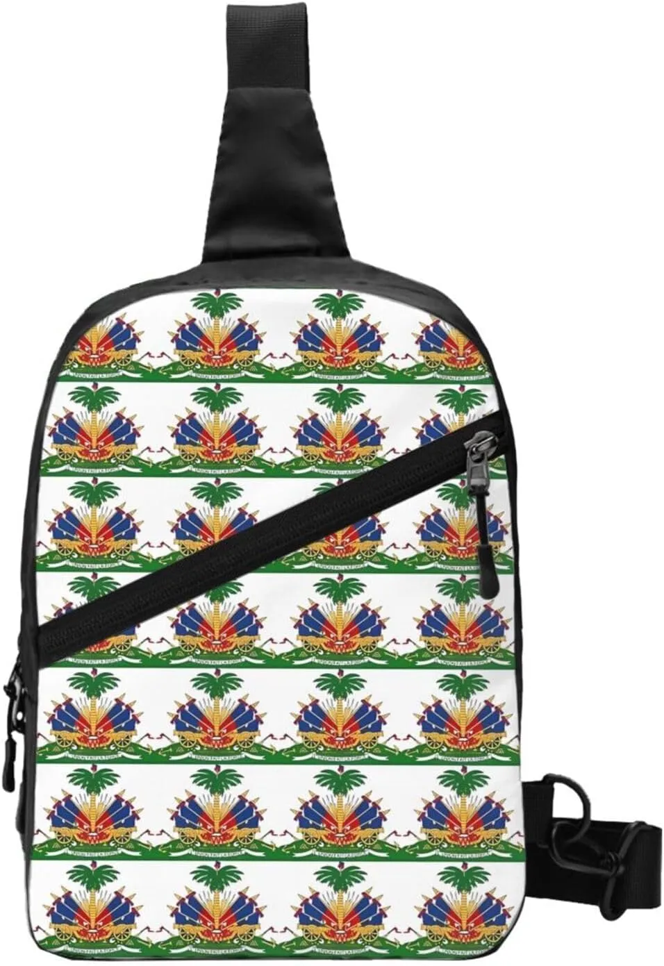 Haiti Haitian Flag Packable Crossbody Bag Portable Sling Bags Foldable Travel Daypack Reusable Sports Shoulder Backpack Diagonally Chest Bag for Workout