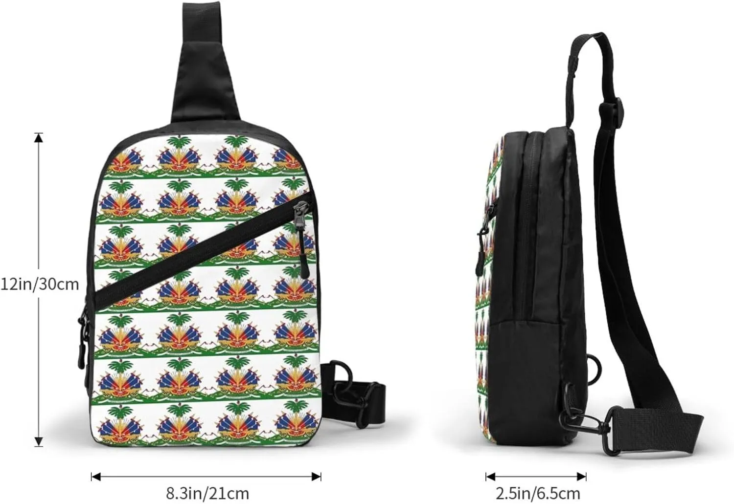 Haiti Haitian Flag Packable Crossbody Bag Portable Sling Bags Foldable Travel Daypack Reusable Sports Shoulder Backpack Diagonally Chest Bag for Workout