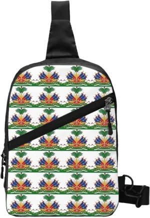 Haiti Haitian Flag Packable Crossbody Bag Portable Sling Bags Foldable Travel Daypack Reusable Sports Shoulder Backpack Diagonally Chest Bag for Workout